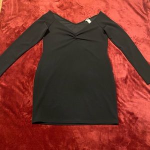 Black V-Neck Slightly Off Shoulder H&M Dress